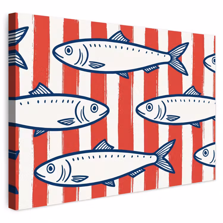 Buiten canvas - Vis - Patroon - Strepen - Illustratie - Rood — 1