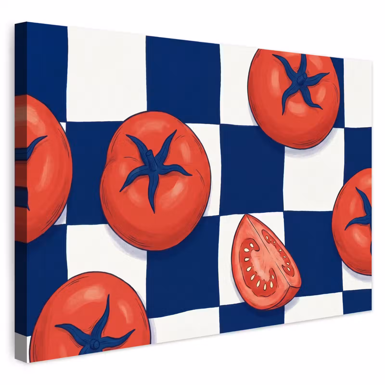 Buiten canvas - Eten - Tomaten - Keuken - Illustratie - Rood-Blauw — 1