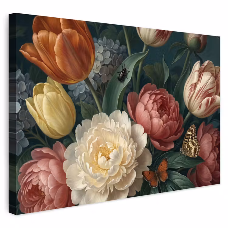 Buiten canvas - Bloemen - Boeket - Natuur - Klassiek - Donker — 1