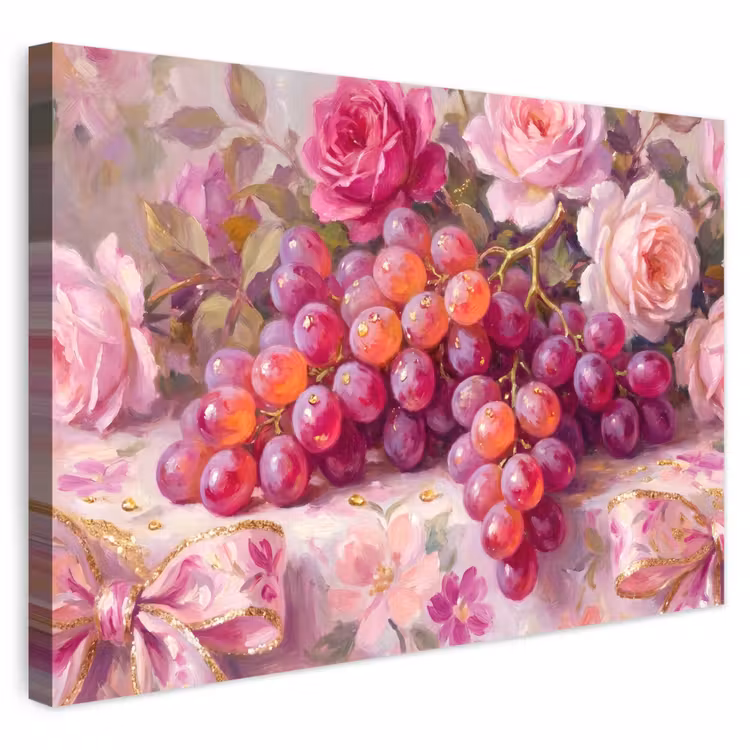 Buiten canvas - Eten - Bloemen - Stilleven - Roze - Goud — 1