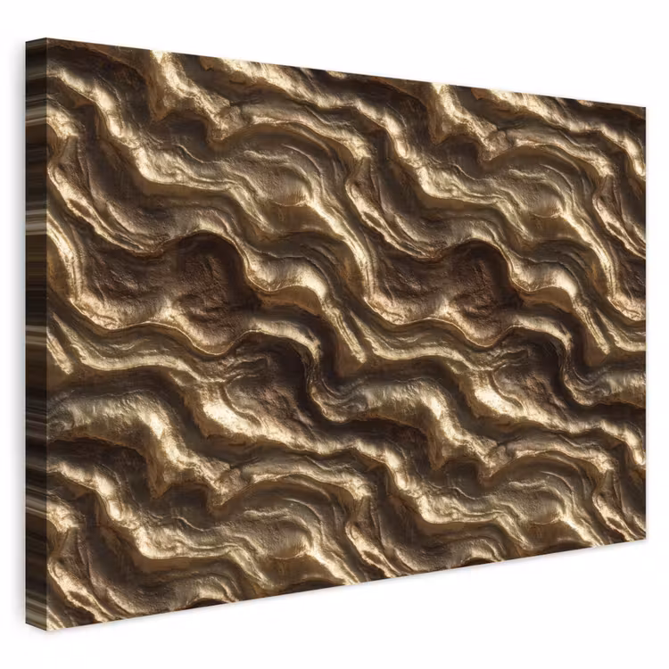 Buiten canvas - Reliëf - Golven - Abstract - Bronsgoud — 1