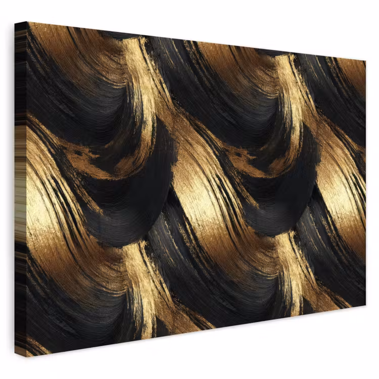 Buiten canvas - Verfstreken - Abstract - Goud - Zwart — 1