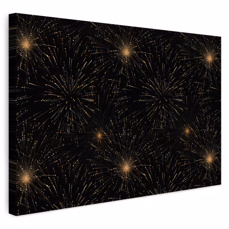 Buiten canvas - Vuurwerk - Patroon - Feestelijk - Goud - Zwart — 1