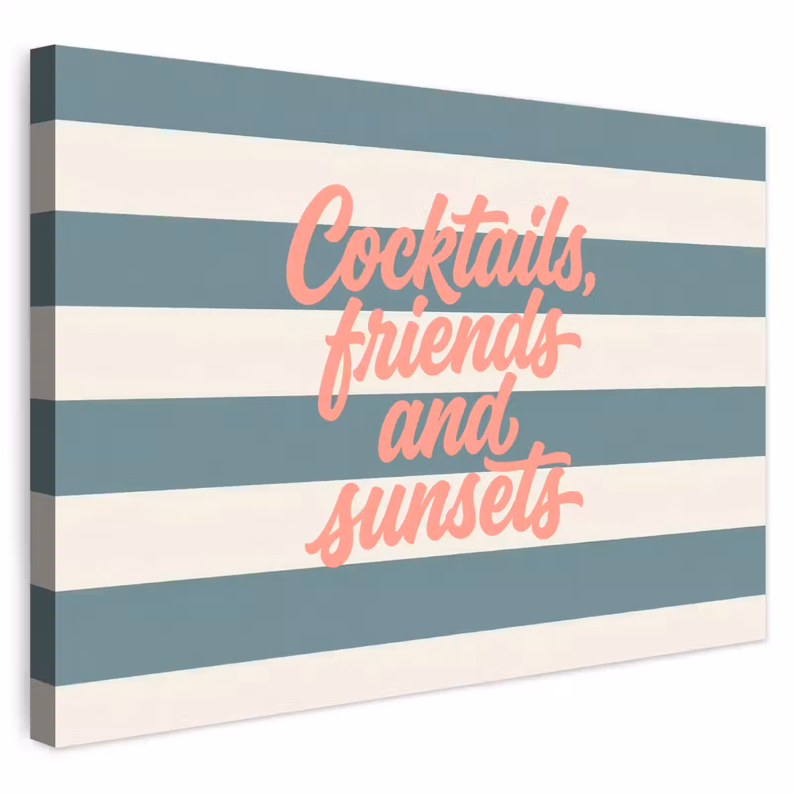 Buiten canvas - Cocktails - Strepen - Blauw - Koraal — 1