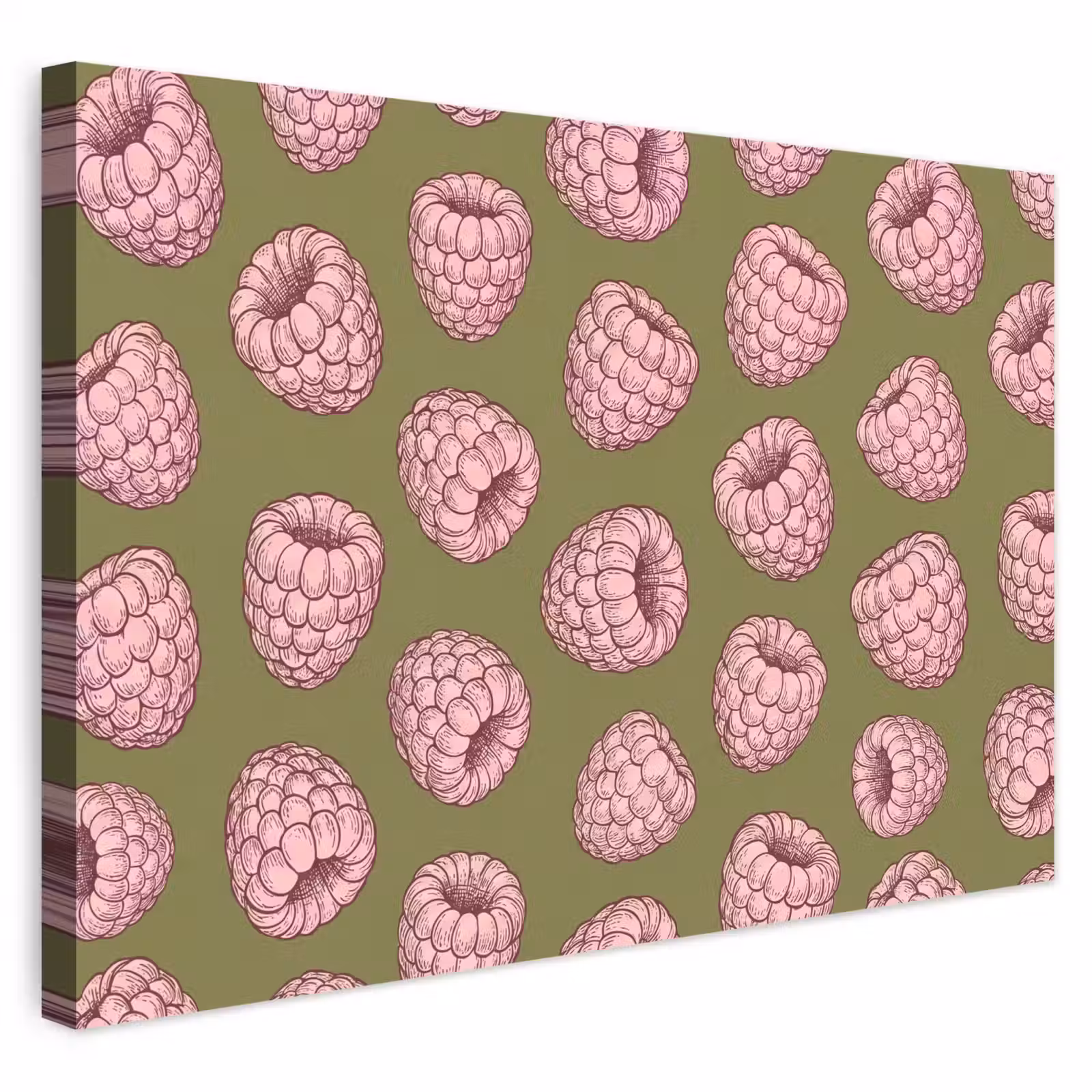 Buiten canvas - Eten - Patroon - Illustratie - Roze - Groen — 1