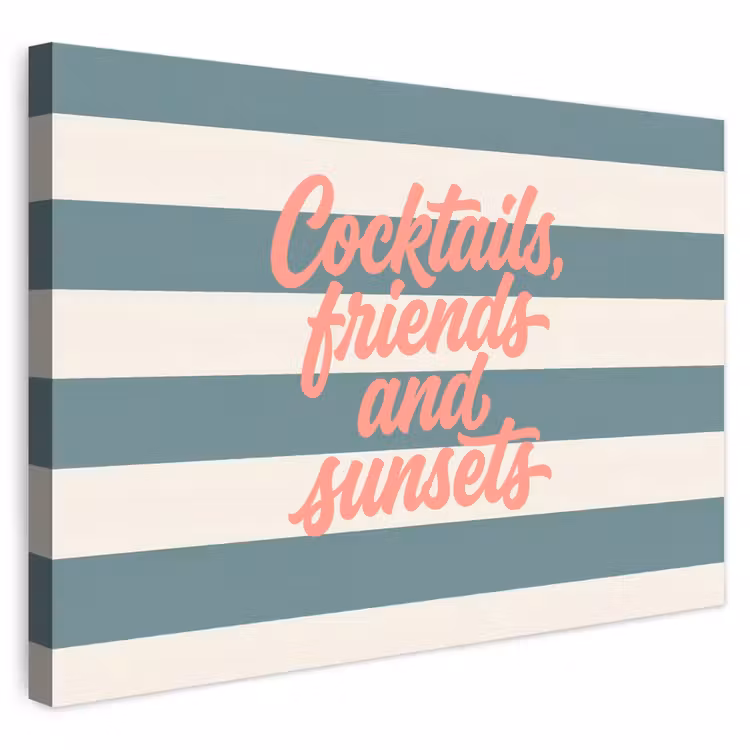 Buiten canvas - Cocktails - Strepen - Blauw - Koraal — 1