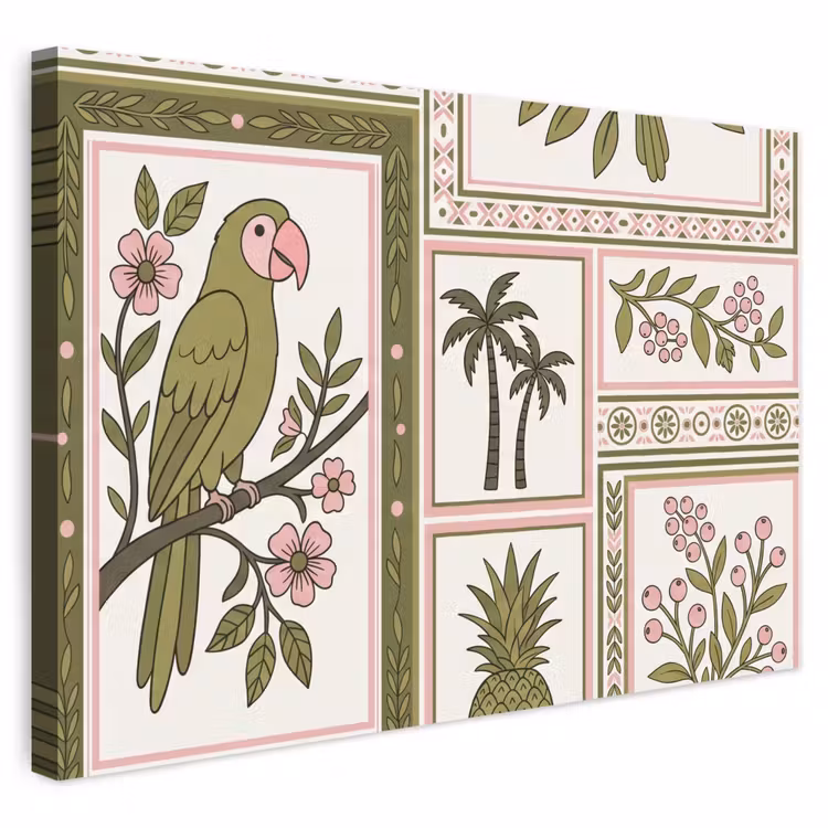 Buiten canvas - Vogel - Tropisch - Patroon - Decoratief - Groen — 1