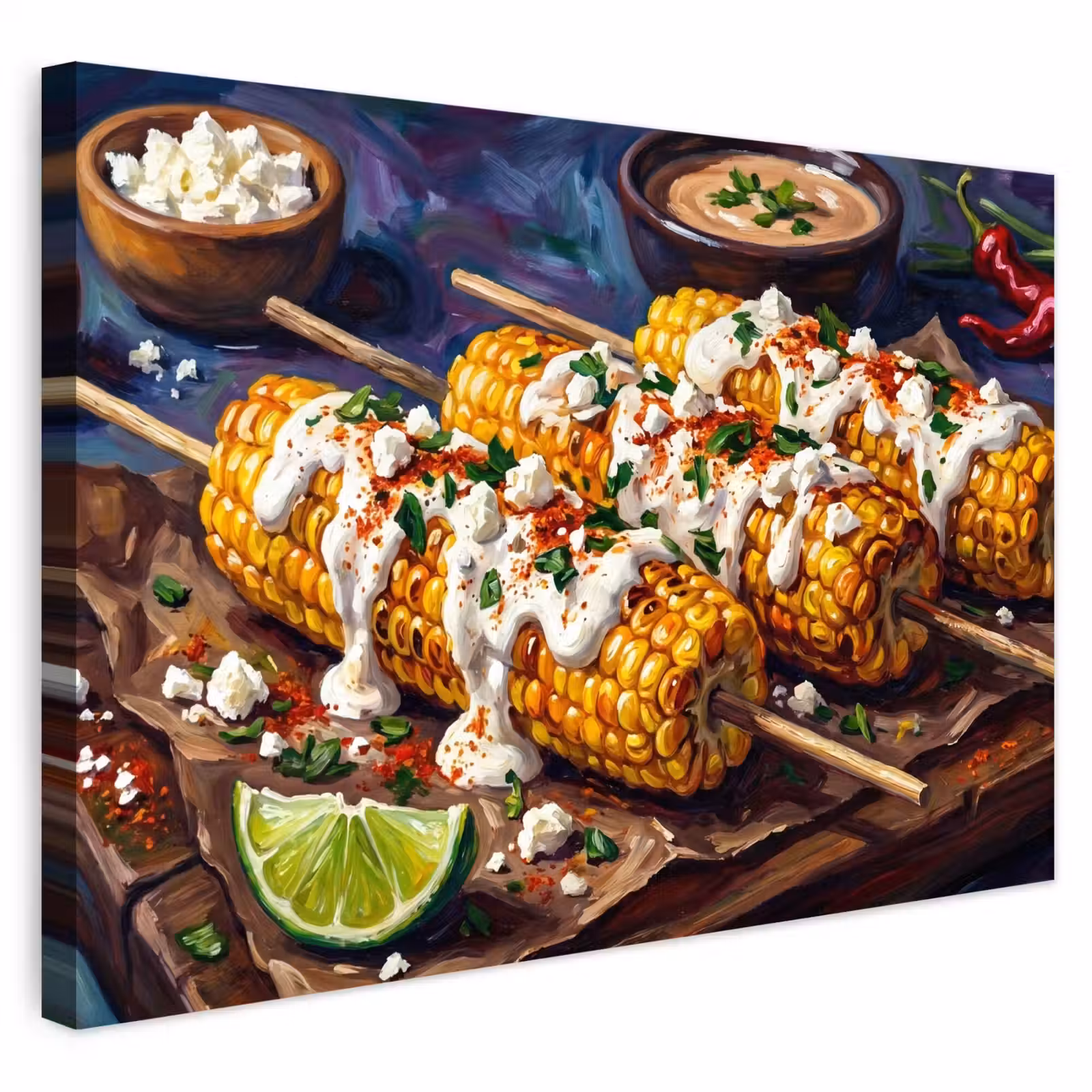 Buiten canvas - Eten - Maïs - Saus - Geschilderd - Geel — 1