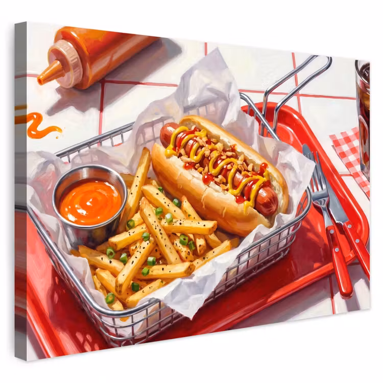 Buiten canvas - Eten - Hotdog - Fastfood - Modern - Rood — 1