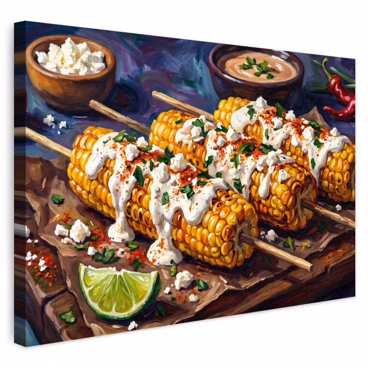 Buiten canvas - Eten - Maïs - Saus - Geschilderd - Geel — 1