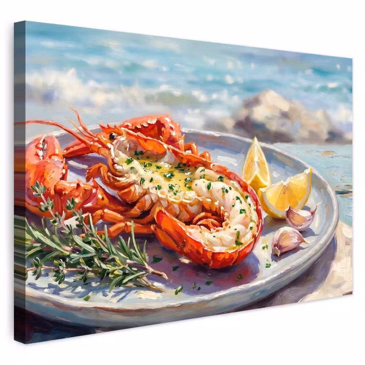 Buiten canvas - Eten - Zee - Kust - Modern - Blauw — 1