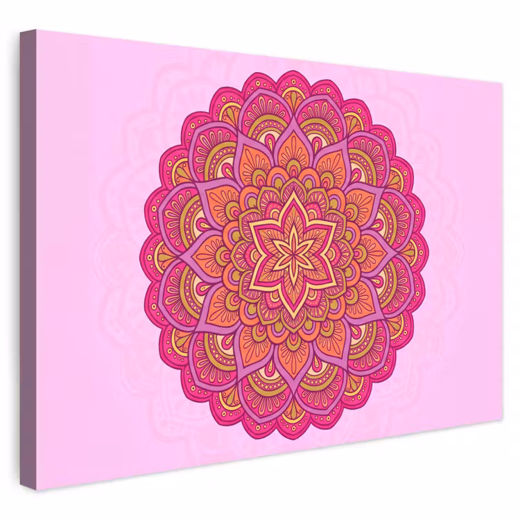 Buiten canvas - Mandala - Cirkel - Spiritueel - Oosters - Roze — 1