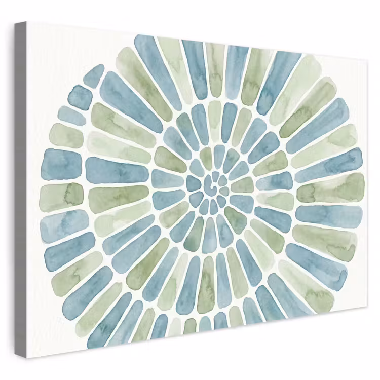 Buiten canvas - Abstract - Spiraal - Patroon - Modern - Blauw-Groen — 1