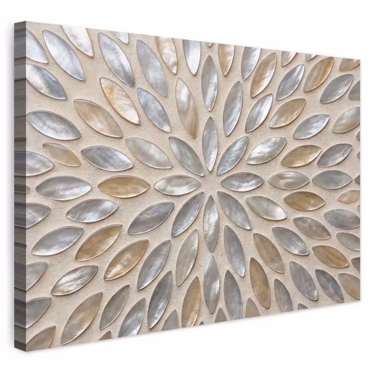 Buiten canvas - Patroon - Ovaal - Glanzend - Abstract - Beige — 1