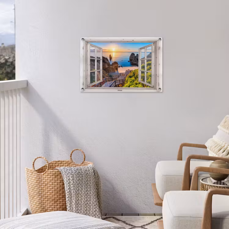 Tuinposter - Uitzicht op Rotsachtig Strand bij Zonsondergang — 5