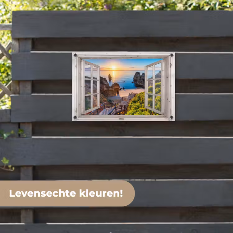 Tuinposter - Uitzicht op Rotsachtig Strand bij Zonsondergang — 6
