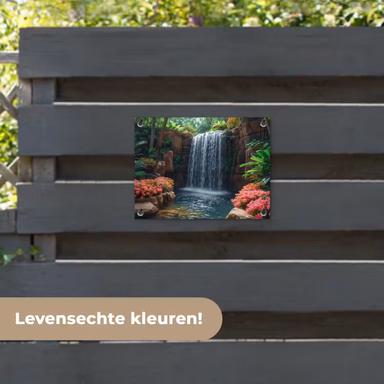 Tuinposter - Waterval in Bloeiende Tropische Tuin — 6
