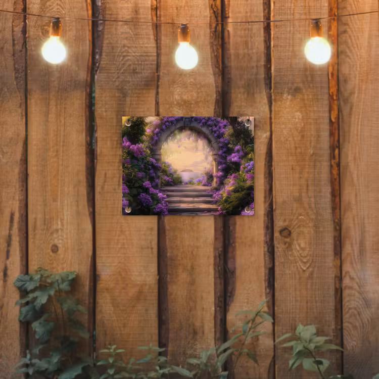 Tuinposter - Poort - Paars - Bloemen — 3