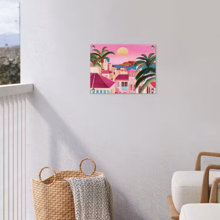Tuinposter - Stad - Roze - Palmbomen — 5