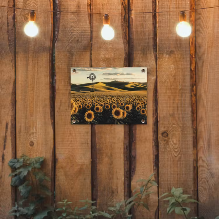 Tuinposter - Zonnebloem - Veld - Windmolen — 3