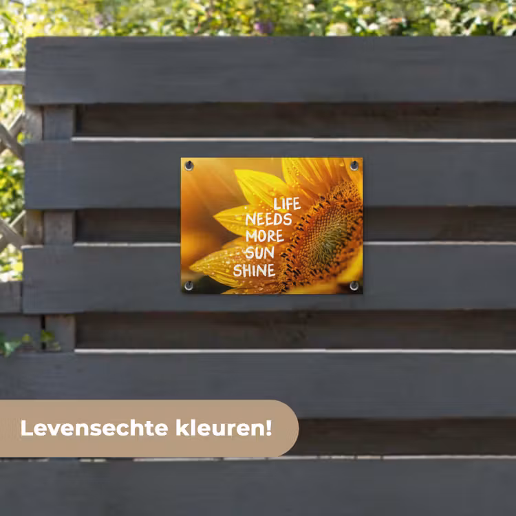 Tuinposter - Zonnebloem - Close up - Geel - Quote — 6