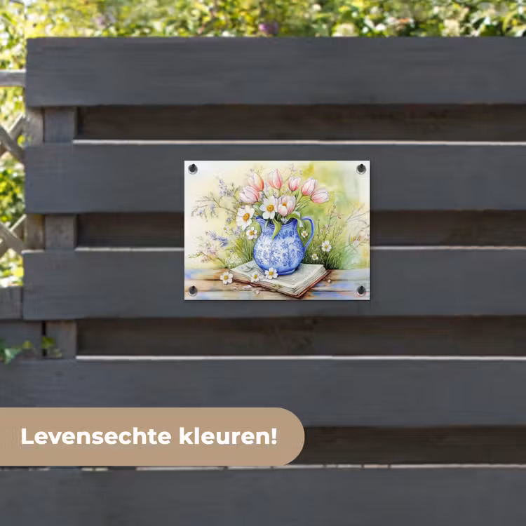Tuinposter - Vaas - Delftsblauw - Madeliefjes — 6