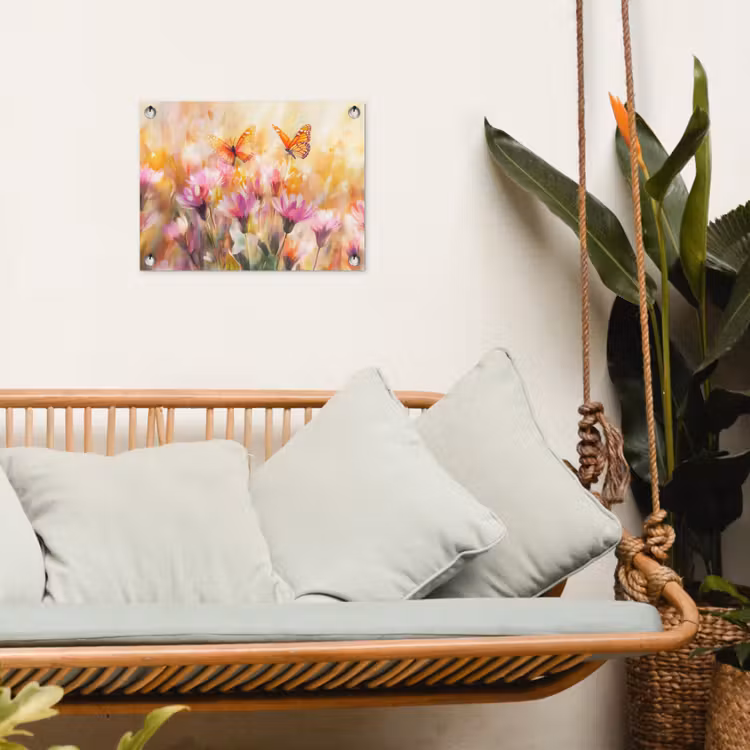 Tuinposter - Vlinders - Oranje - Bloemen — 4