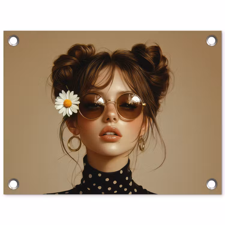 Tuinposter - Vrouw - Beige - Bloem - Modern - Portret — 1