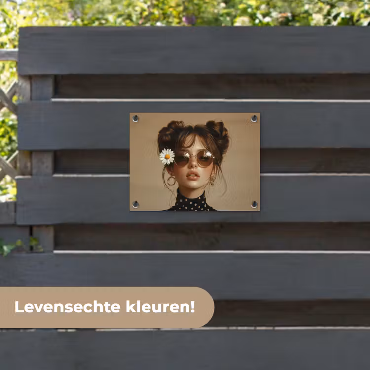 Tuinposter - Vrouw - Beige - Bloem - Modern - Portret — 6
