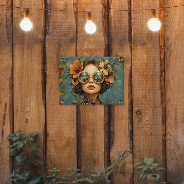 Tuinposter - Vrouw - Bloemen - Vlinders - Natuur - Vintage — 3