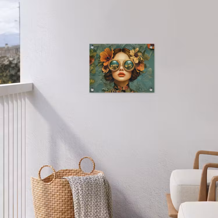 Tuinposter - Vrouw - Bloemen - Vlinders - Natuur - Vintage — 5
