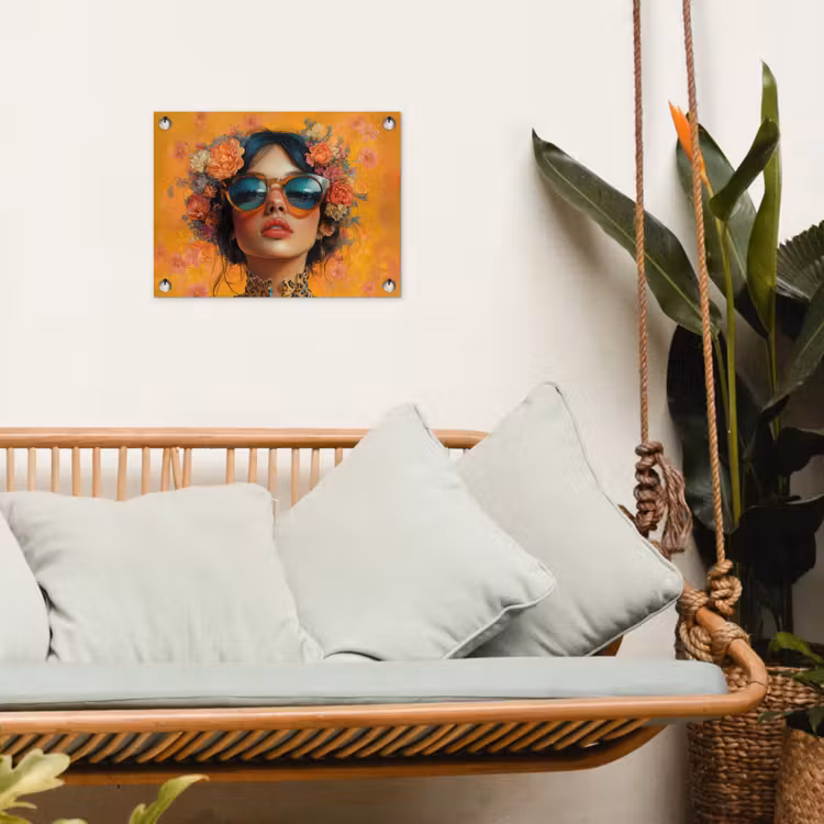Tuinposter - Vrouw - Bloemen - Aesthetic - Oranje — 4