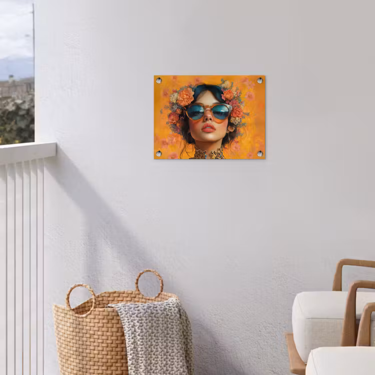 Tuinposter - Vrouw - Bloemen - Aesthetic - Oranje — 5