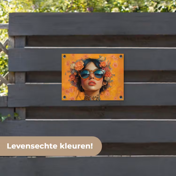 Tuinposter - Vrouw - Bloemen - Aesthetic - Oranje — 6