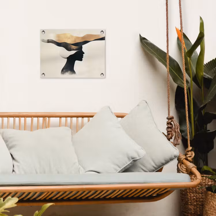 Tuinposter - Vrouw - Golven - Zwart — 4