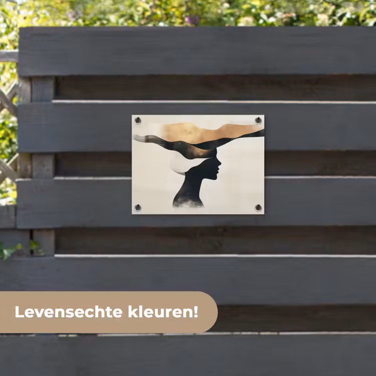 Tuinposter - Vrouw - Golven - Zwart — 6