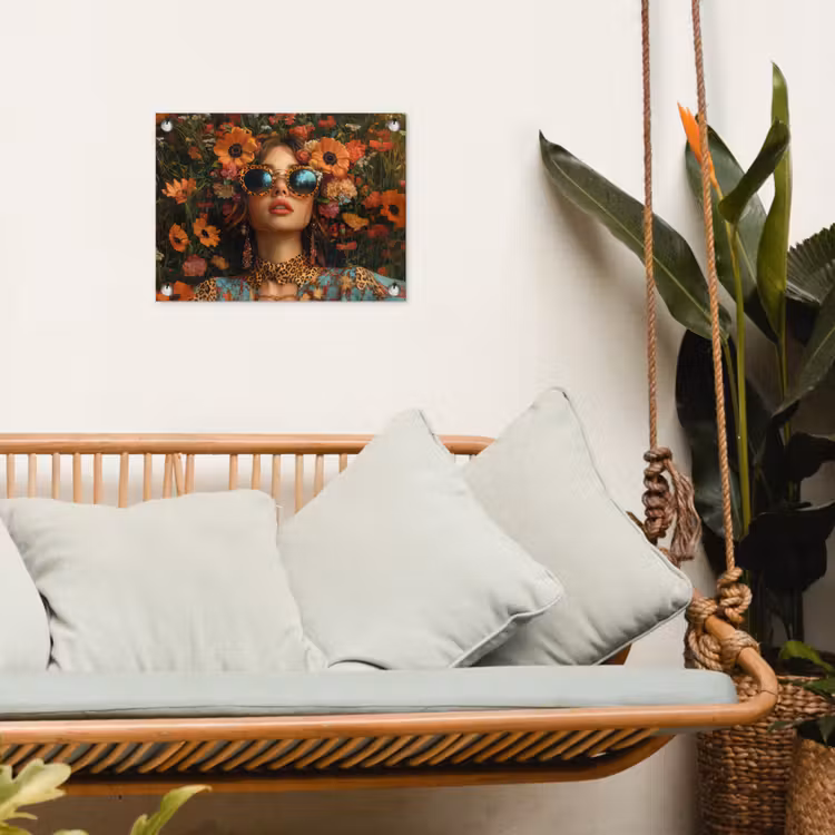 Tuinposter - Vrouwen - Bloemen - Modern - Bril - Abstract — 4