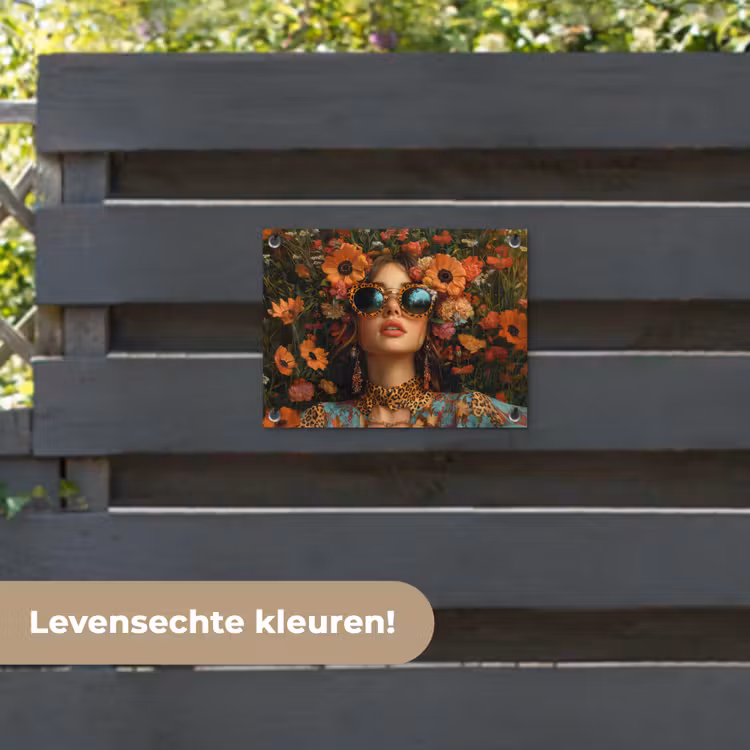 Tuinposter - Vrouwen - Bloemen - Modern - Bril - Abstract — 6