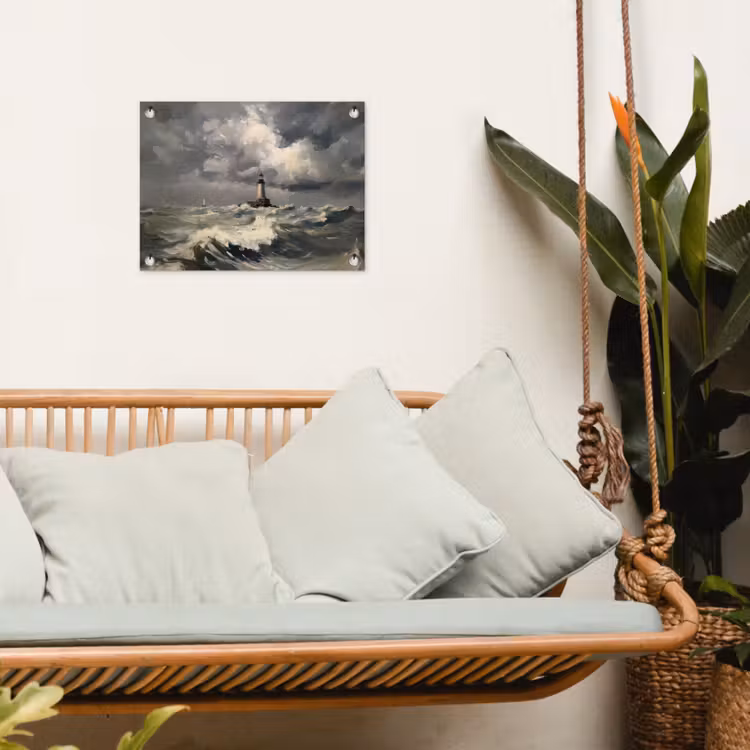 Tuinposter - Vuurtoren - Golven - Storm — 4