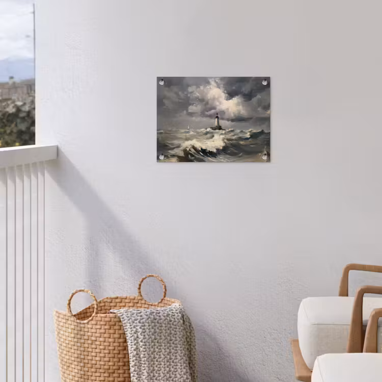 Tuinposter - Vuurtoren - Golven - Storm — 5