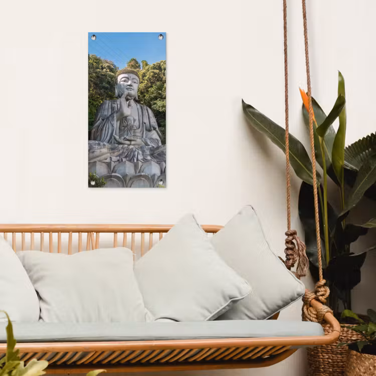 Tuinposter - Stenen Boeddha in de ochtendzon — 4
