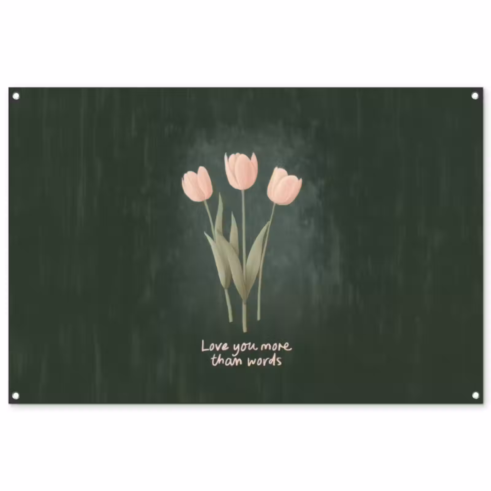 Tuinposter - Tulpen - Roze - Tekst - Love — 1