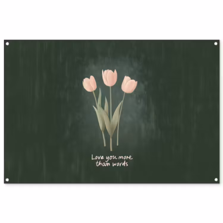 Tuinposter - Tulpen - Roze - Tekst - Love — 1