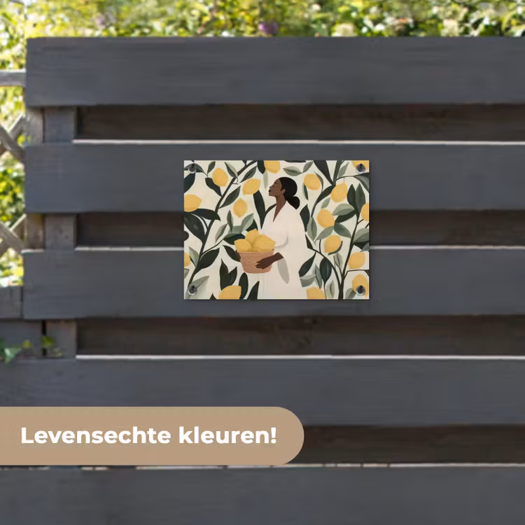 Tuinposter - Vrouw - Mand - Citroenen - Bladeren — 6