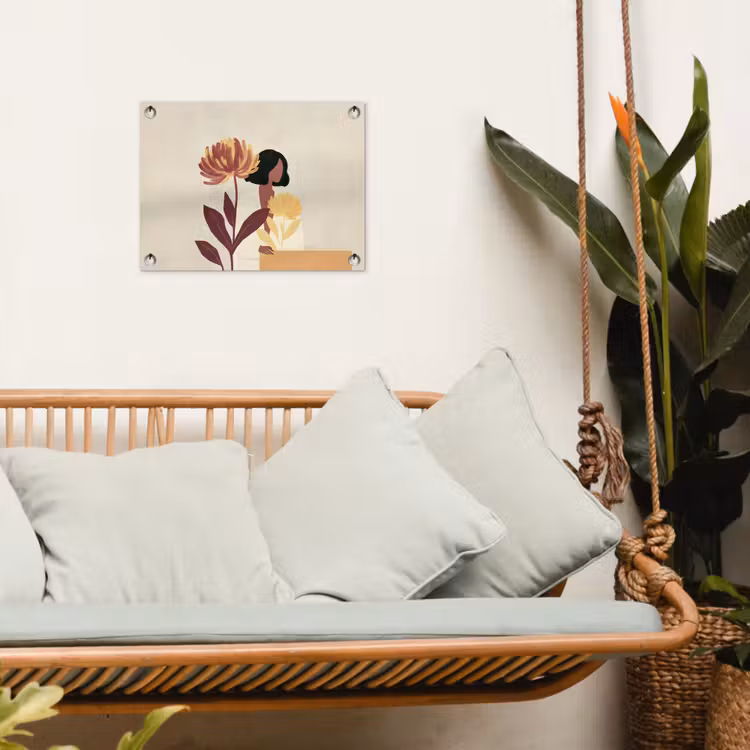 Tuinposter - Vrouw - Minimalistisch - Bloem — 4