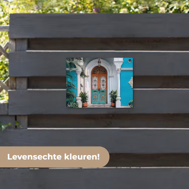Tuinposter - Zuilen - Sierlijke - Deur - Blauw — 6