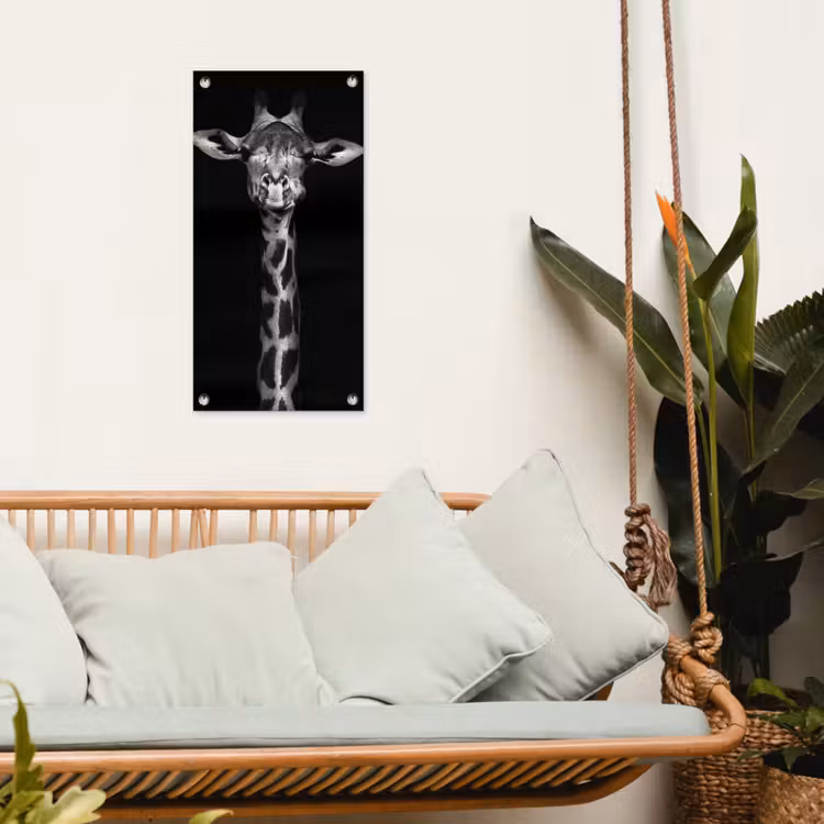 Tuinposter - Zwart-wit portret van een giraffe — 4