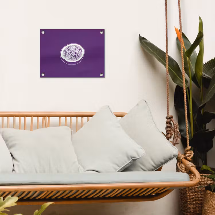 Tuinposter - Passievrucht - Zaadjes - Paars - Minimalistisch — 4