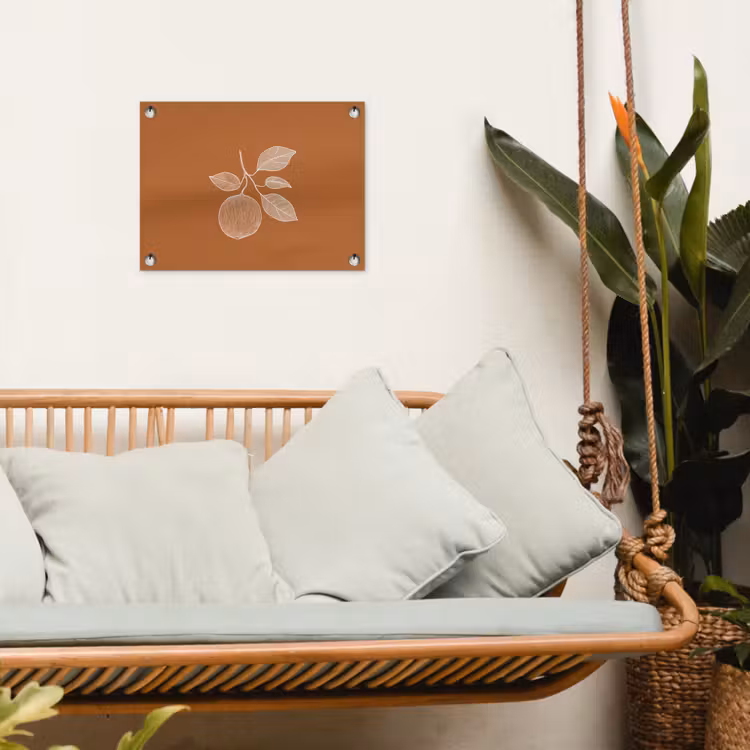 Tuinposter - Sinaasappel - Getekend - Bladeren - Bruin — 4