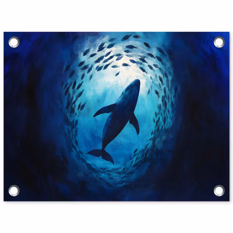 Tuinposter - Walvis - Vissen - Donkerblauw — 1